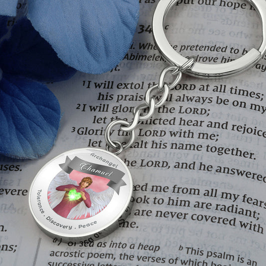 Archangel Chamuel - Charm Keychain For Tolerance, Discovery & Peace ShineOn Fulfillment