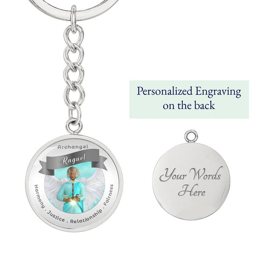 Archangel Raguel - Archangel Charm Keychain For Fairness, Harmony, Justice & Relationships- More Than Charms ShineOn Fulfillment