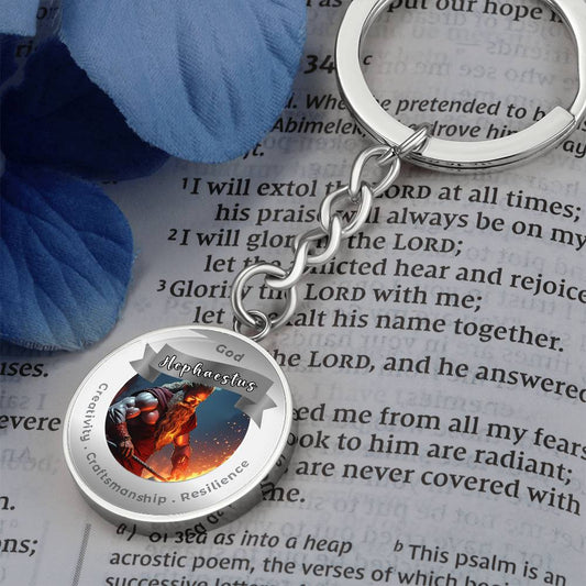God Hephaestus - Charm Keychain For Creativity Craftsmanship Resilience ShineOn Fulfillment