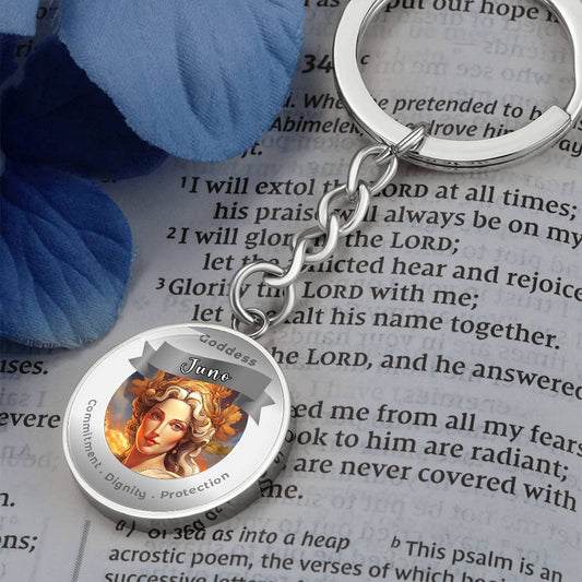 Goddess Juno - Charm Keychain For Commitment Dignity Protection ShineOn Fulfillment