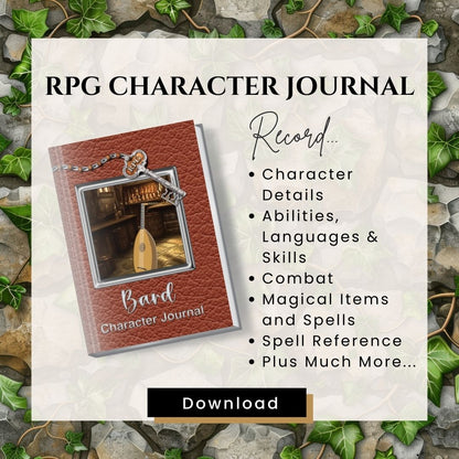 Bard RPG Character Journal - Digital Download
