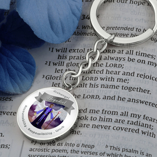 Archangel Jegudiel - Charm Keychain For Accountability, Mercy, Responsibility & Work ShineOn Fulfillment