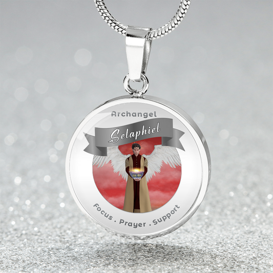Archangel Selaphiel - Charm Necklace For Focus, Prayer & Support ShineOn Fulfillment