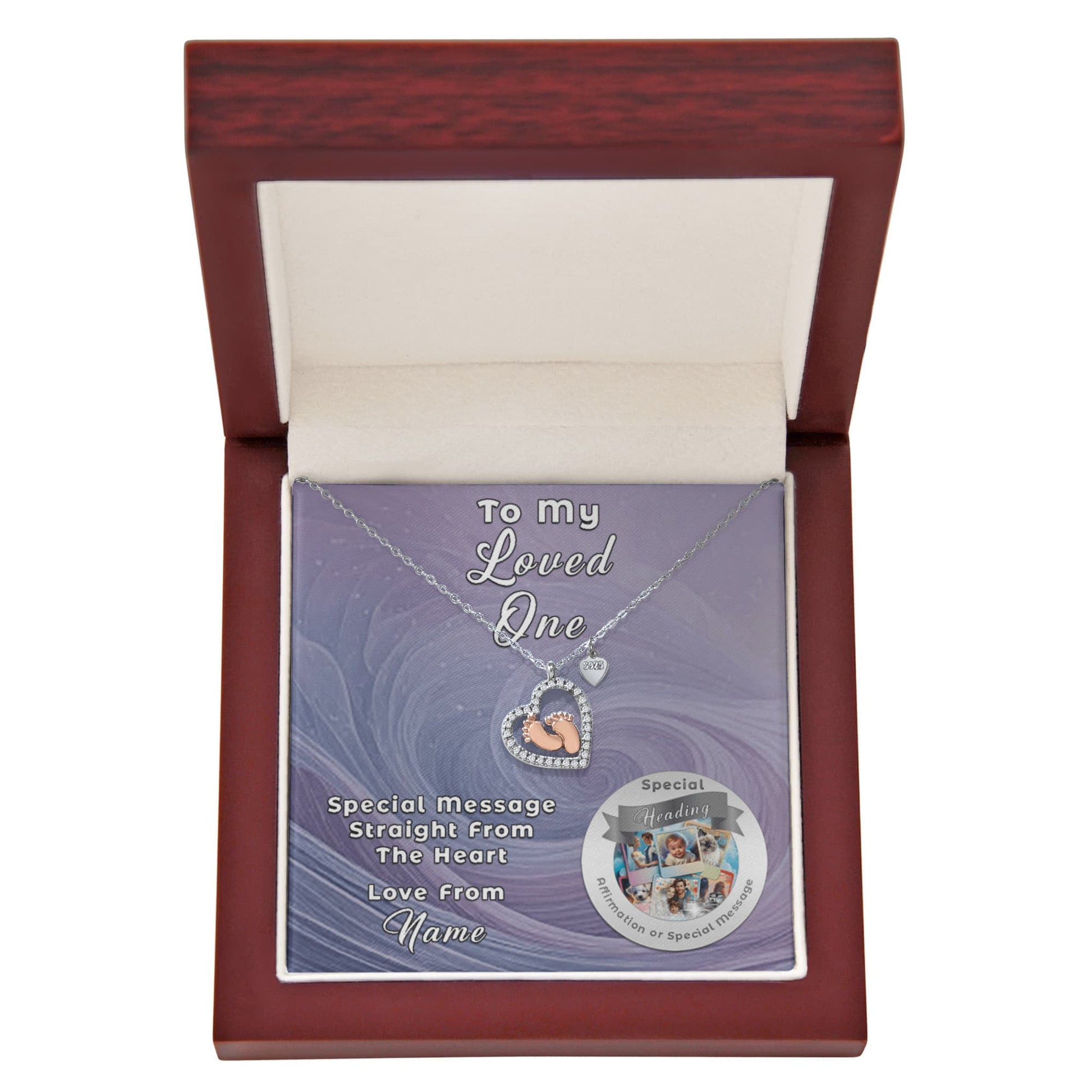 Baby Feet Necklace with Custom Designed Message Card ShineOn Fulfillment