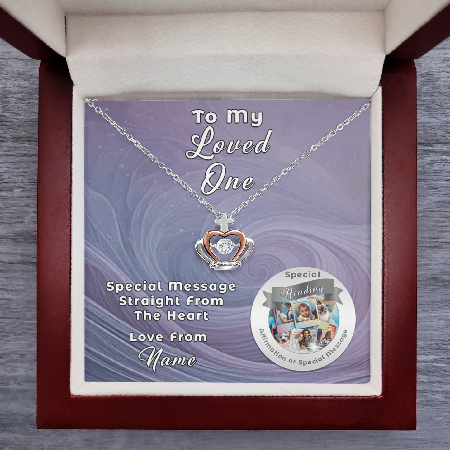 Crown Necklace with Custom Designed Message Card ShineOn Fulfillment
