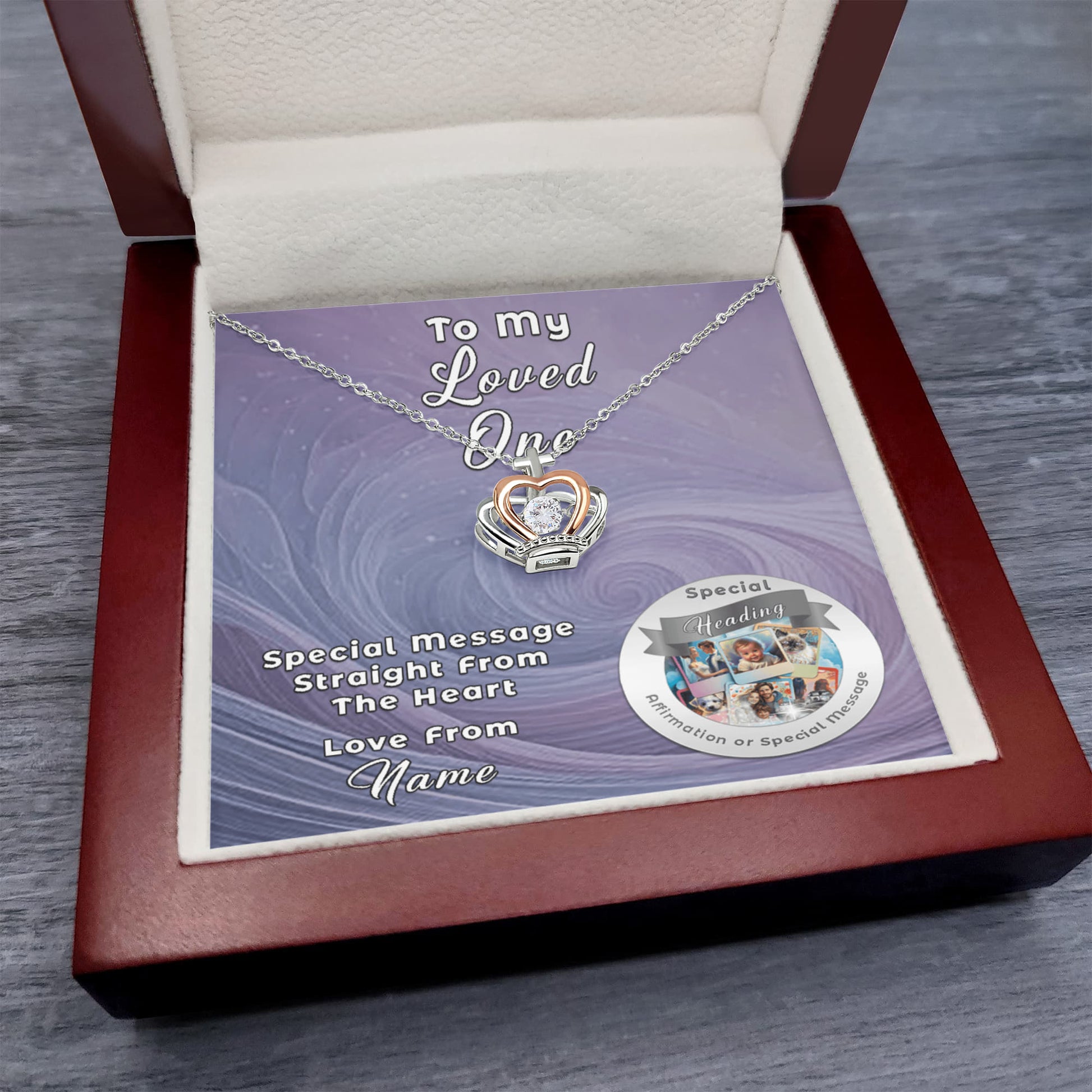 Crown Necklace with Custom Designed Message Card ShineOn Fulfillment