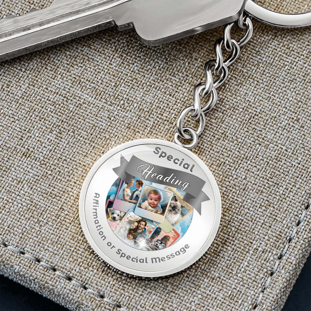 Custom Designed Personal Charm Circle Keychain - Design Service ShineOn Fulfillment