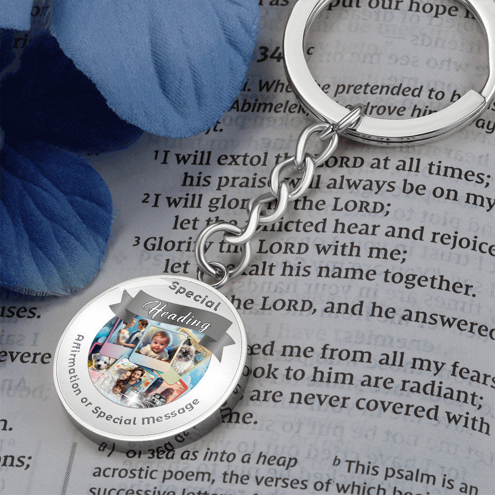 Custom Designed Personal Charm Circle Keychain - Design Service ShineOn Fulfillment