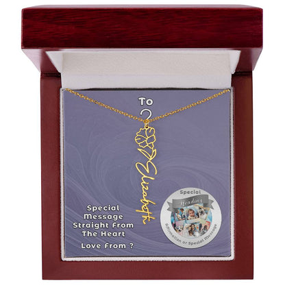 Flower Name Necklace with Custom Designed Message Card ShineOn Fulfillment