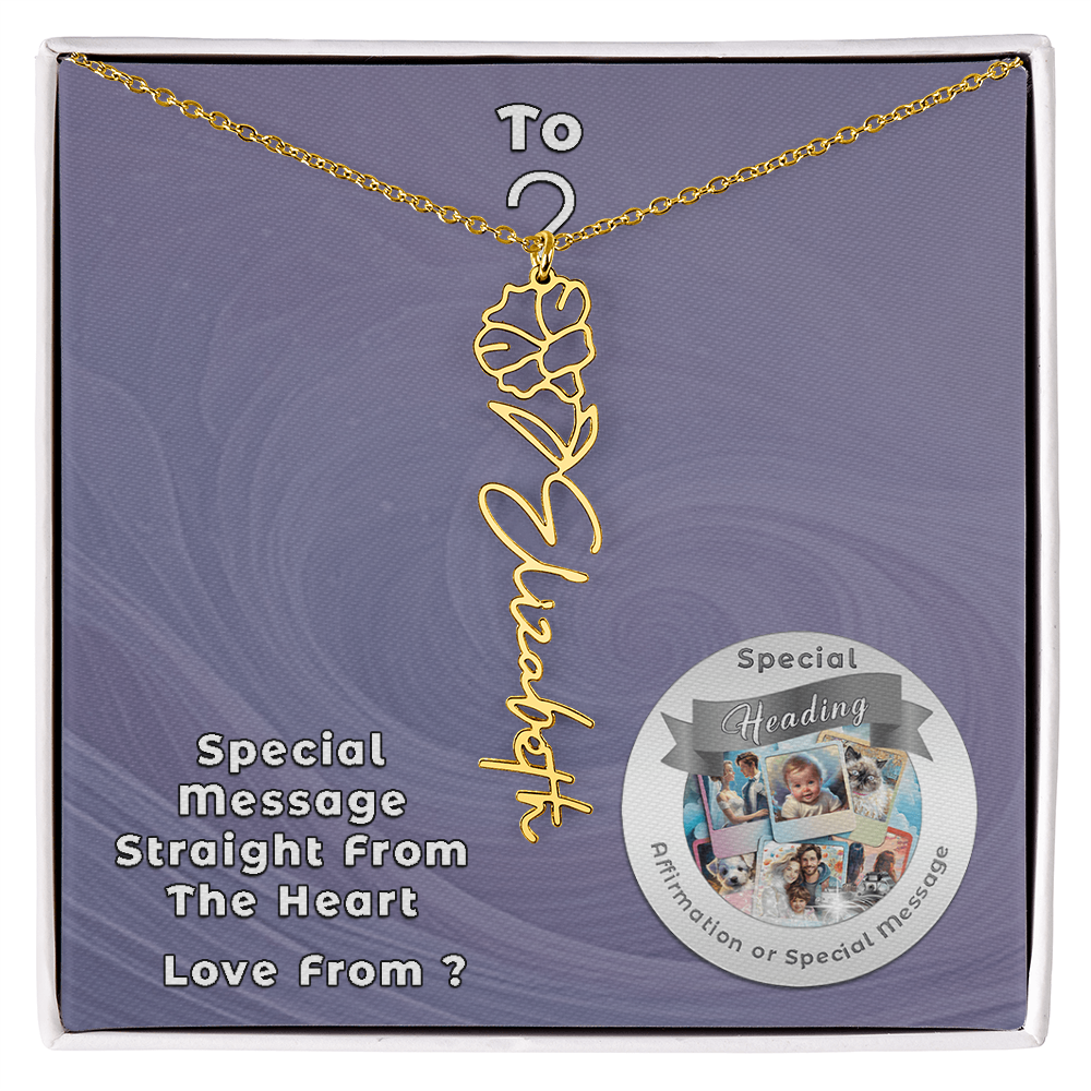 Flower Name Necklace with Custom Designed Message Card ShineOn Fulfillment
