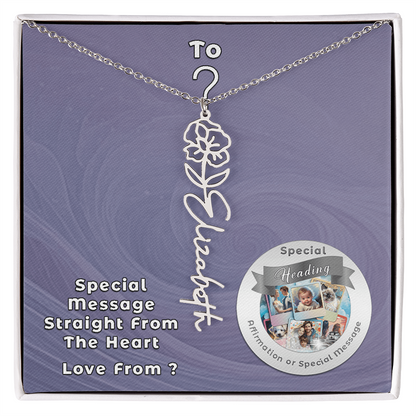 Flower Name Necklace with Custom Designed Message Card ShineOn Fulfillment