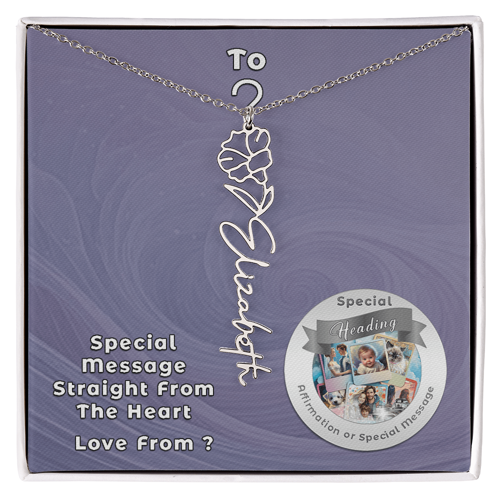 Flower Name Necklace with Custom Designed Message Card ShineOn Fulfillment