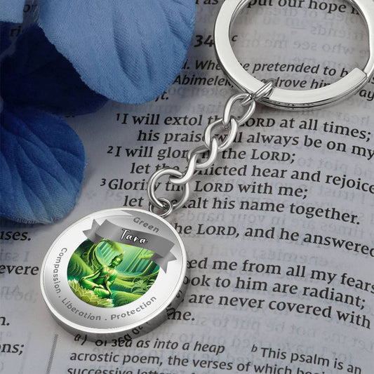 Green Tara - Charm Keychain Compassion Liberation Protection ShineOn Fulfillment