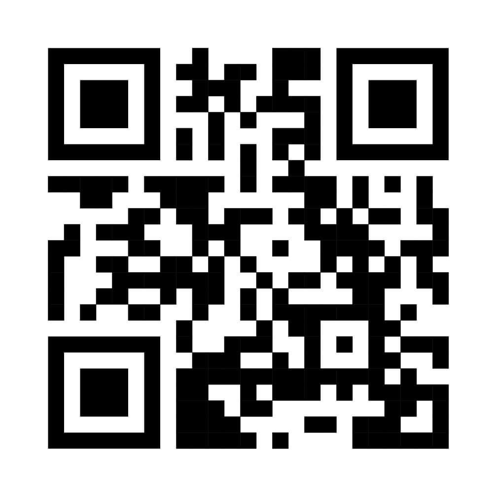 Black and white QR code on a white background