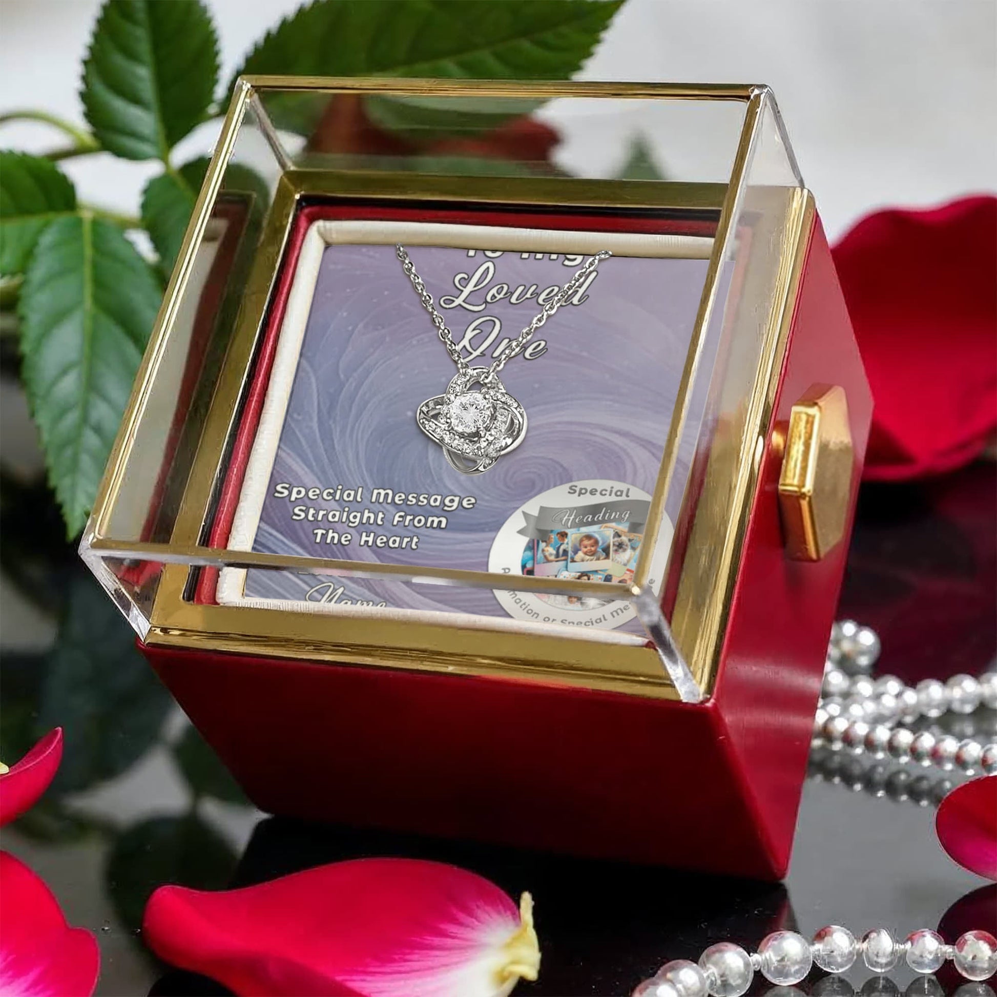 Love Knot Necklace with Custom Designed Message Card in Rose Gift Box ShineOn Fulfillment