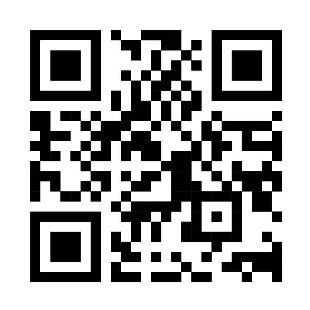 Black and white QR code on a white background, representing a scannable matrix barcode for digital information retrieval.