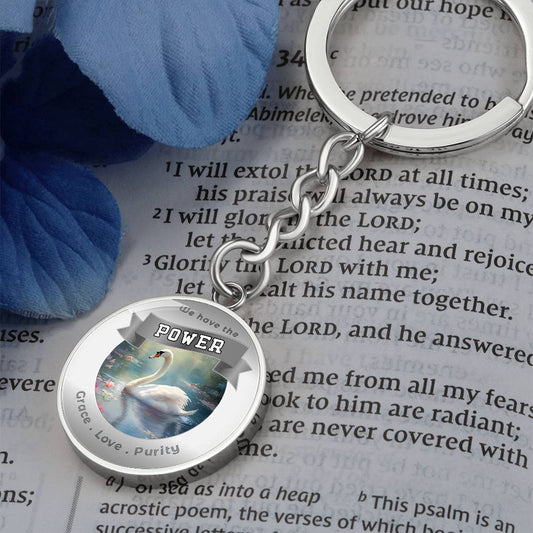 Swan Power Animal Charm Keychain ShineOn Fulfillment
