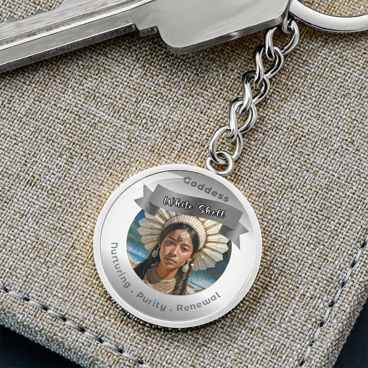 White Shell Woman - Charm Keychain For Nurturing Purity Renewal ShineOn Fulfillment