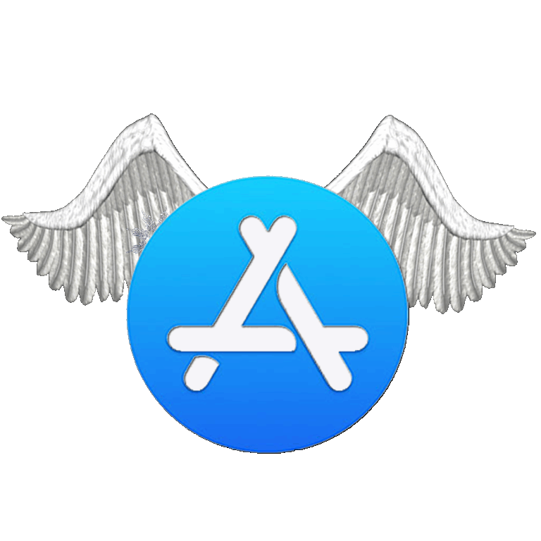 Apple App Store logo with wings symbolizing creativity and innovation in mobile applications.