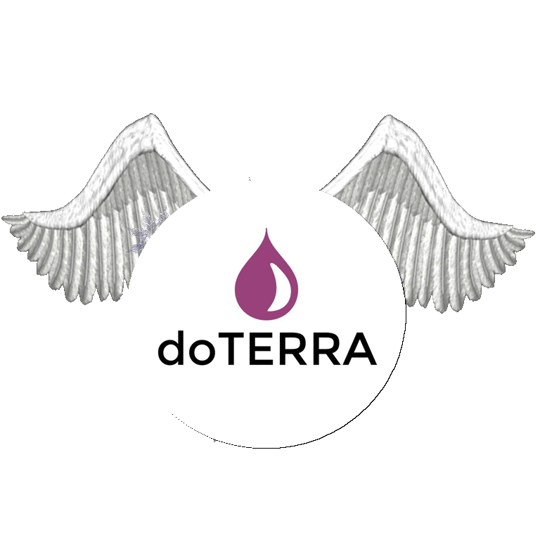 doTERRA logo with angel wings, representing purity and natural essence of essential oils.