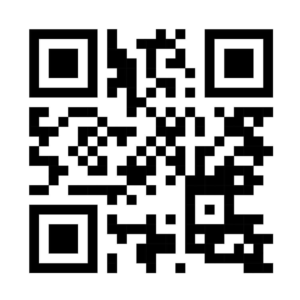 QR code for scanning and accessing information or links, black and white design on a plain background.